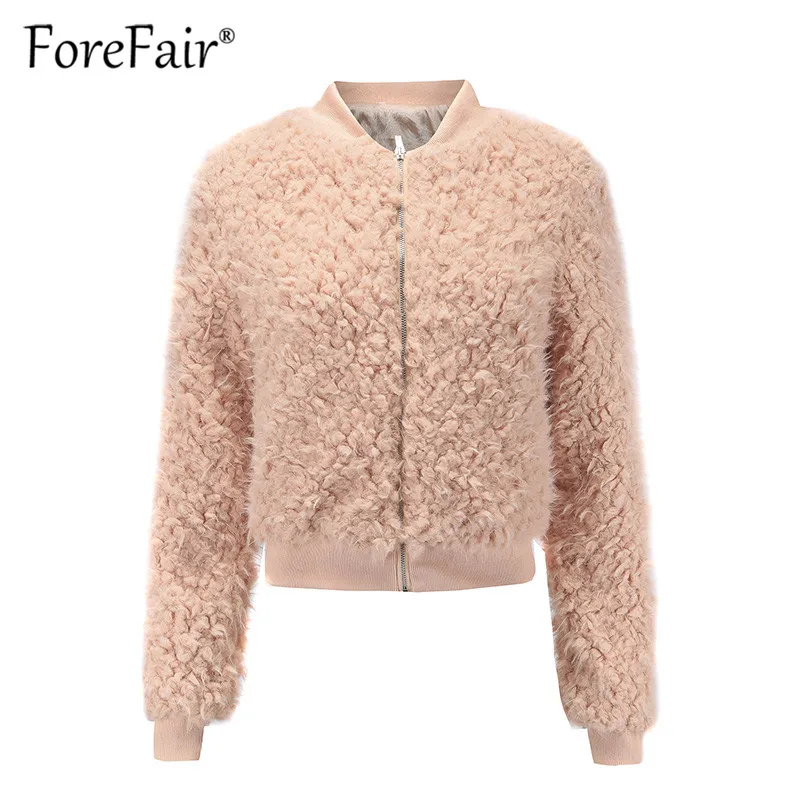 Forefair Faux Lambswool Jacket Coat Autumn Winter Warm Hairly Jackets Women Short Outerwear 2018 Female Teddy Coat Coats
