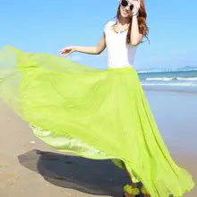 Женская шифоновая юбка Длинная летняя богемная пляжная элегантная большая юбка для отдыха