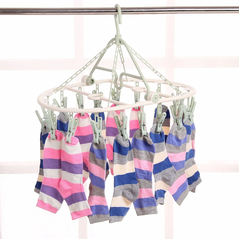 1Pc 3 Colours Plastic Folding Clothes Hanger 16 Clothes Hanger Socks