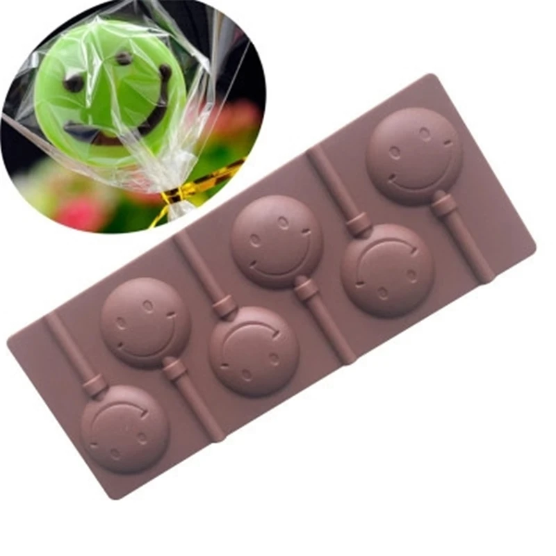 8 Smiley Shapes Pattern Silicone Mold Lollipop Candy Chocolate High Quality Material Food Grade Kitchen Baking Tool QY77 | Дом и сад