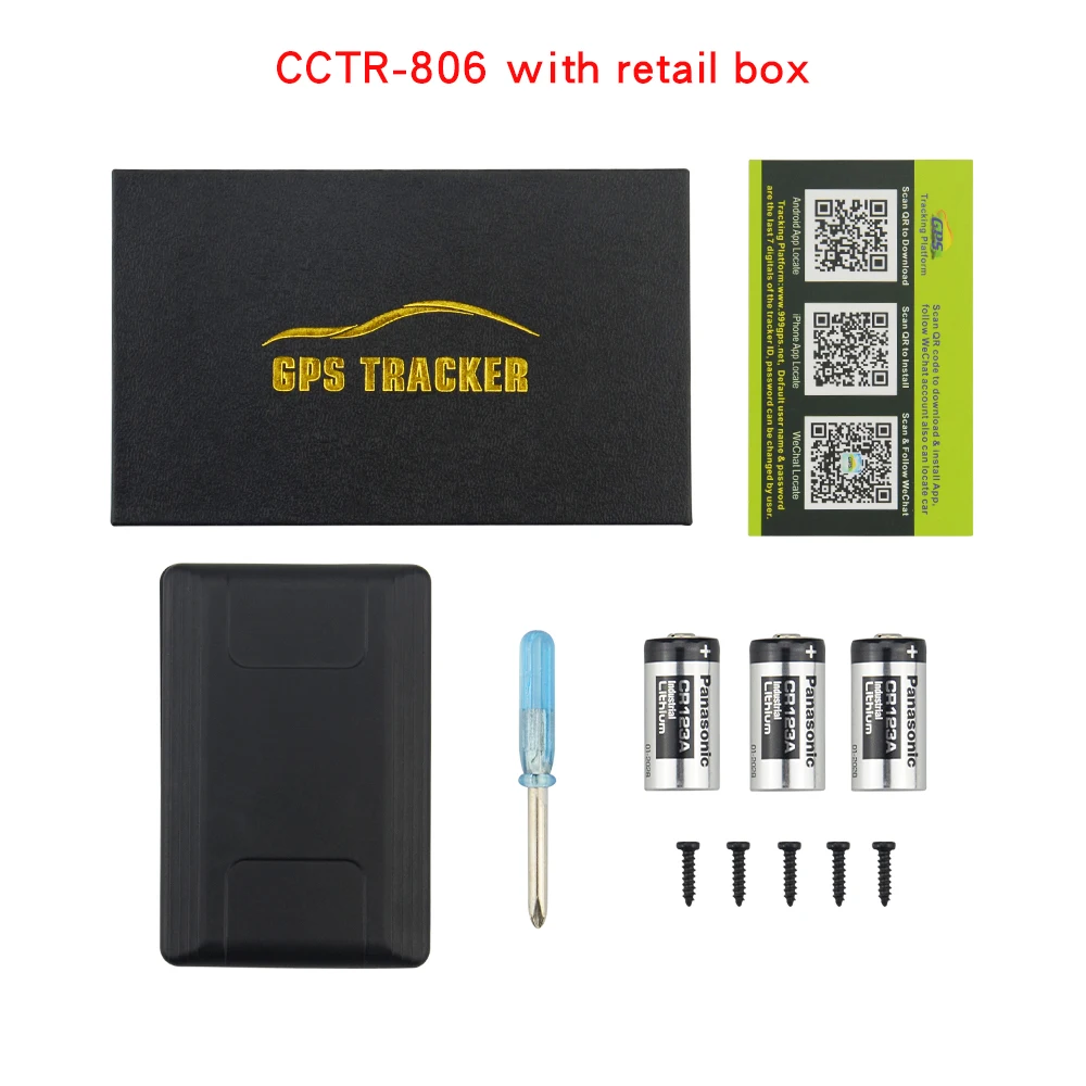 black with box Длинный Аккумуляторный трекер CCTR-806 локатор gps+ LBS Портативный Сильный магнитный GSM quad-band Отслеживание с помощью приложения и компьютера веб-страницы - Цвет: black with box