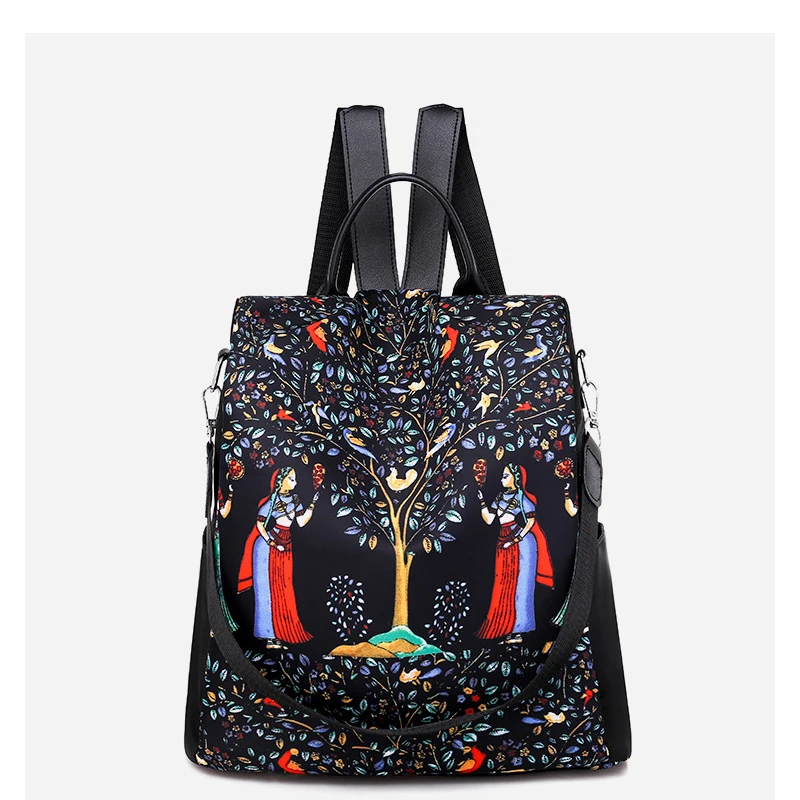 

Anti-theft shoulder bag Mummy bag female new fashion printing Oxford cloth waterproof multi-function leisure travel bag baby car