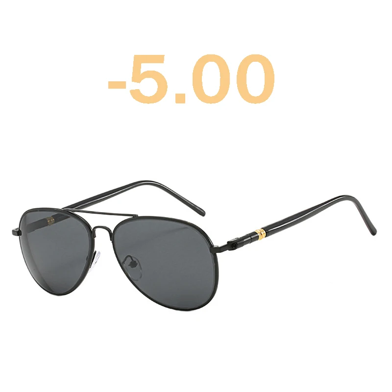 Iboode классические поляризационные солнцезащитные очки для близорукости, мужские уличные солнцезащитные очки для вождения, женские линзы из смолы, диоптрий-0,5-6,0 - Цвет оправы: Black -5.00