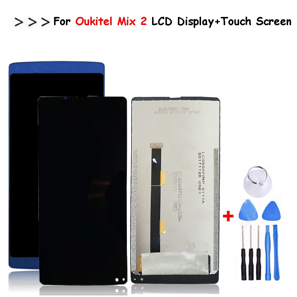 

Black/Blue For 5.99 inch Oukitel Mix 2 Mix 2 4G LCD Display+Touch Screen 100% Tested Screen Digitizer Assembly Replacement