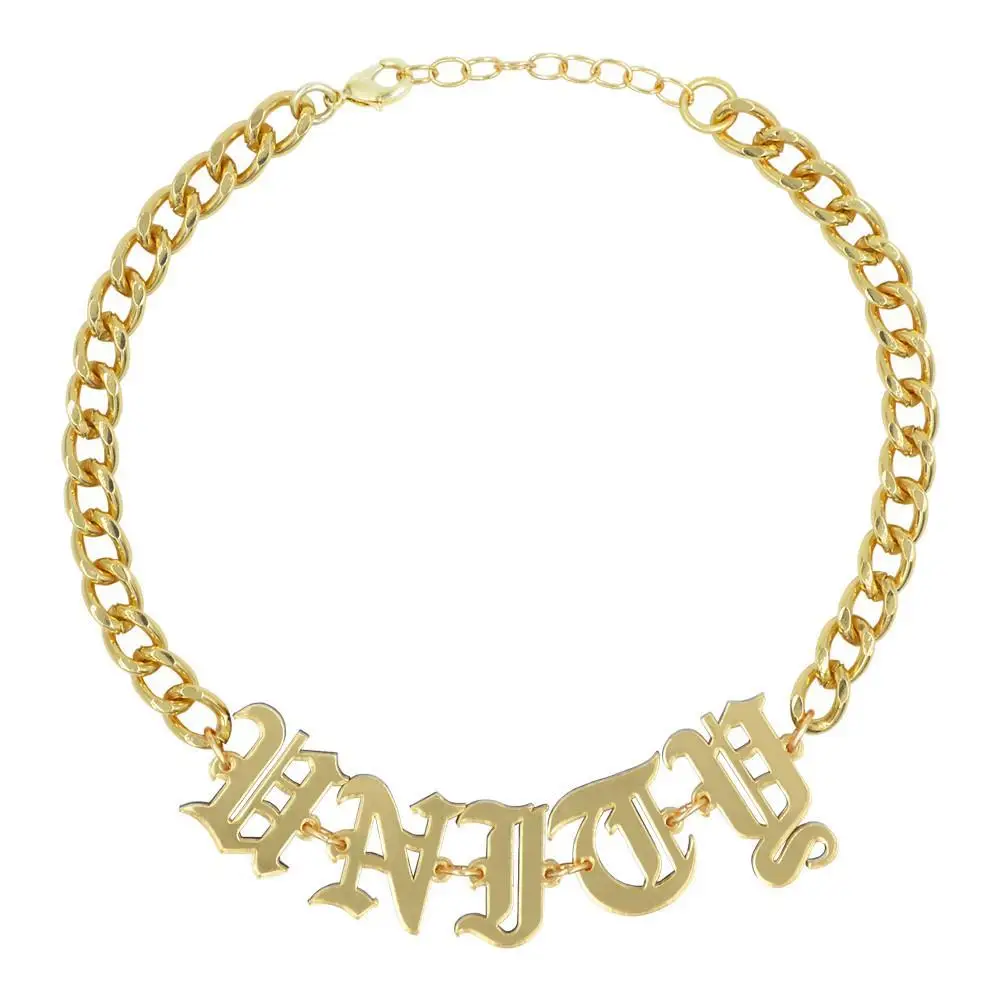 

2019 New Acrylic Gold Mirror Letter Collar Clavicle Hipster for Women Europe and the United States Stylish All-match Shiny