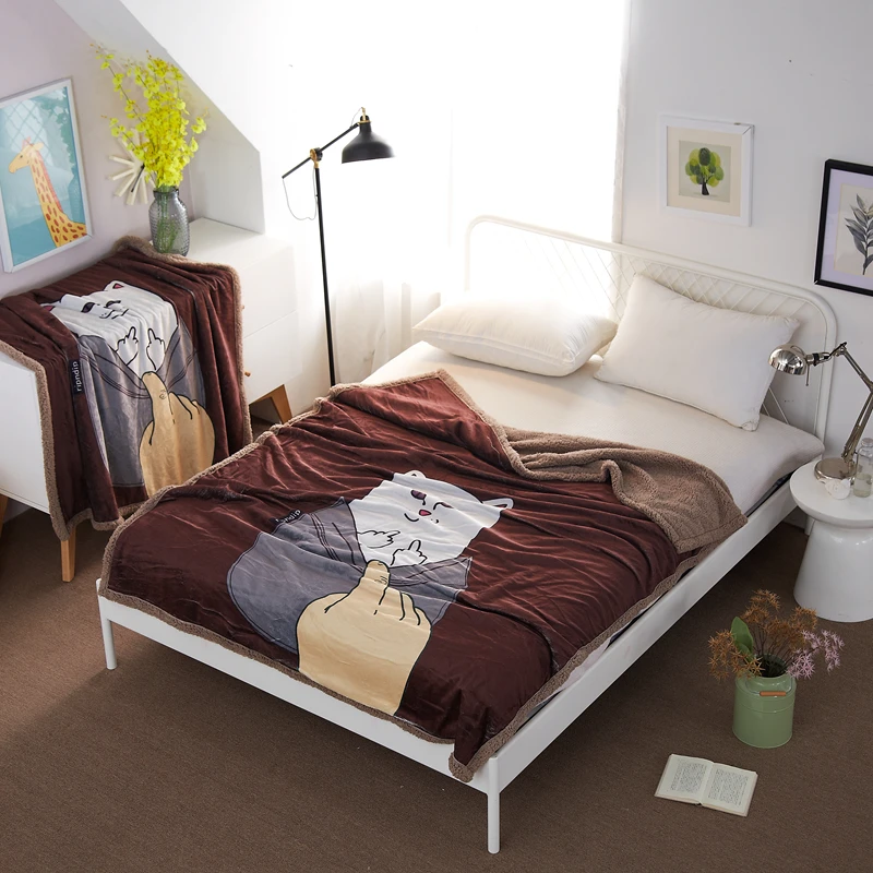

Stylish Pure Color Cartoon Bear Pattern Fashion Cotton Blanket On The Bed Sofa Travel Soft Bedspread Bedding Quilt Sheet Soft
