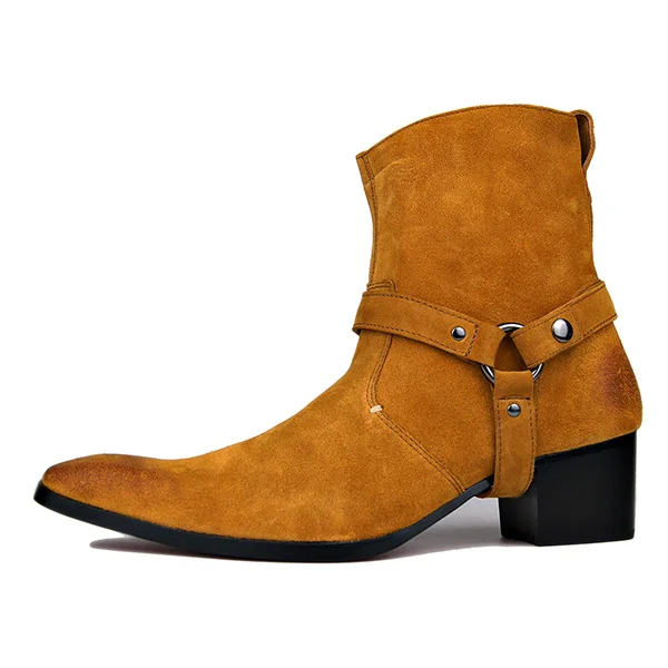 OTTO/ботинки на высоком каблуке из натуральной кожи ручной работы; Брендовая обувь; классические ботинки с красной подошвой; мужские дизайнерские туфли из коровьей кожи - Цвет: yellow belt 5.6 cm
