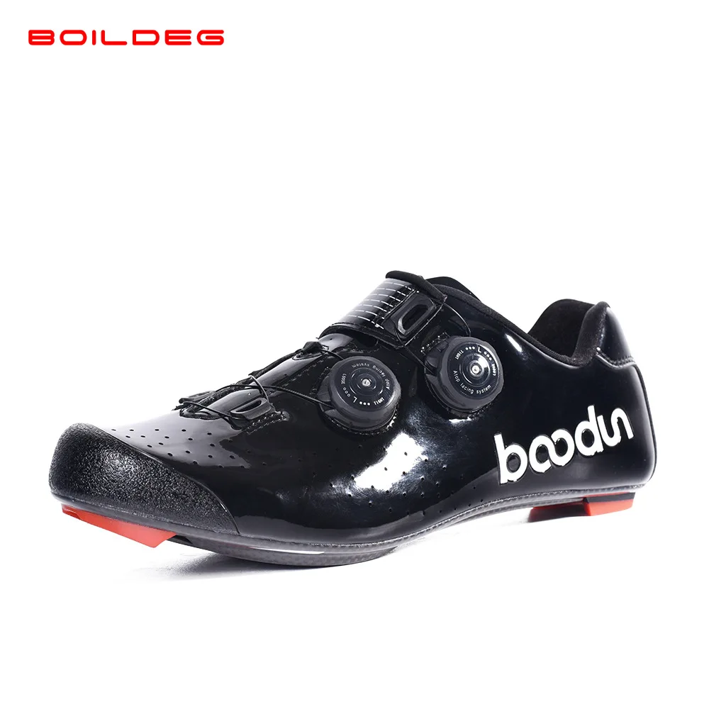 BOILDEG Black Горячее предложение новая обувь для езды на велосипеде из углеродного волокна самофиксирующаяся Сверхлегкая дышащая Нескользящая профессиональная гоночная обувь для велосипеда - Цвет: BOILDEG Black
