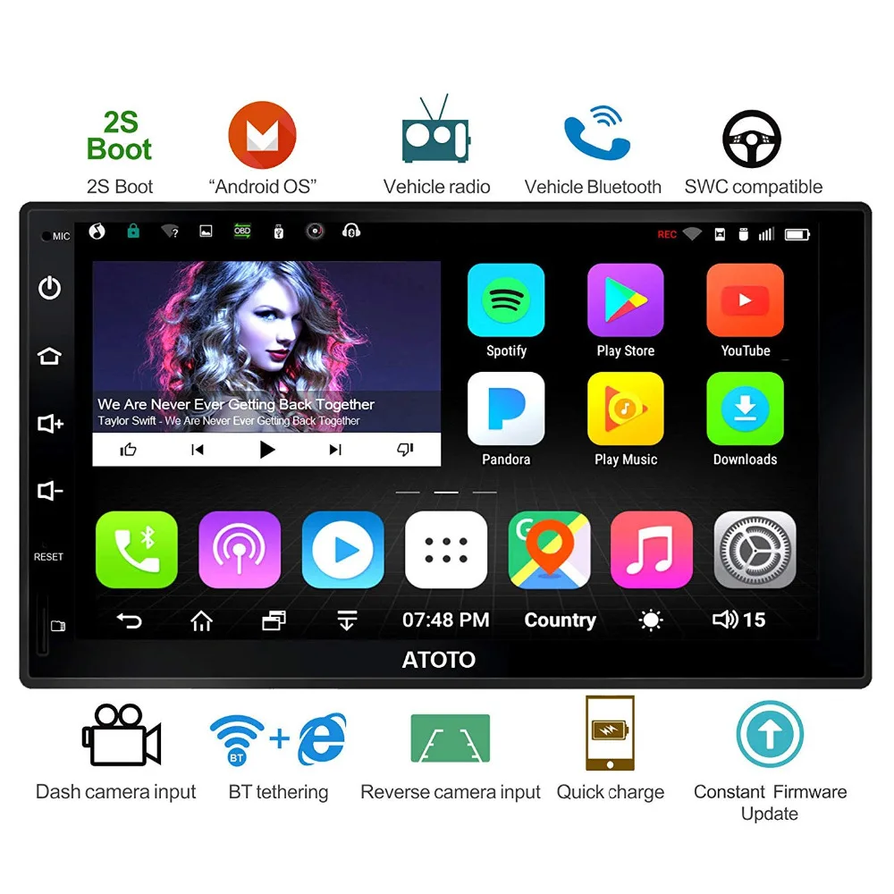 ATOTO A6 Doubel Din Android авто радио GPS Navi плеер/2 * Bluetooth/A6Y2721P 2G + 32G/2A Быстрая зарядка/Indash