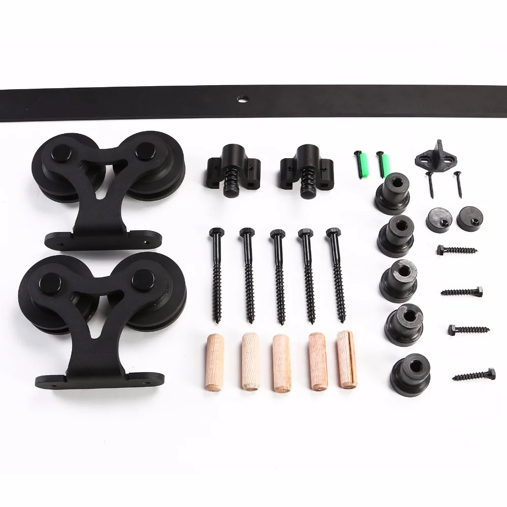 LWZH 14ft/15ft Country Style Steel Sliding Barn Wood Door Kit Hardware Track Rail Sliding Closet Track System for Single Door