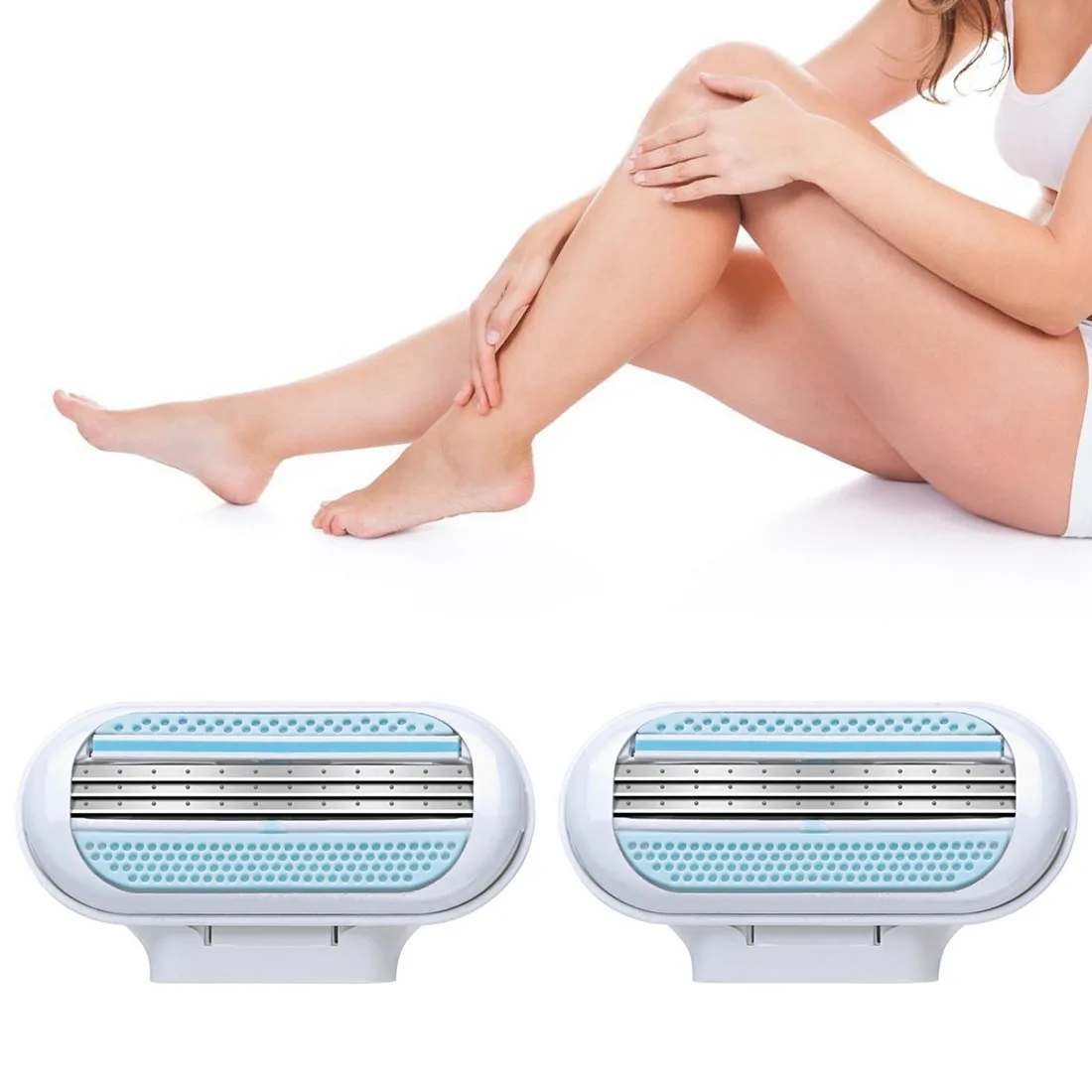 

Safe Three-layer hair removal shaving blades Women Shaver Head Body Hair Leg/Arm Hair Removal Safety Manual Razor Head