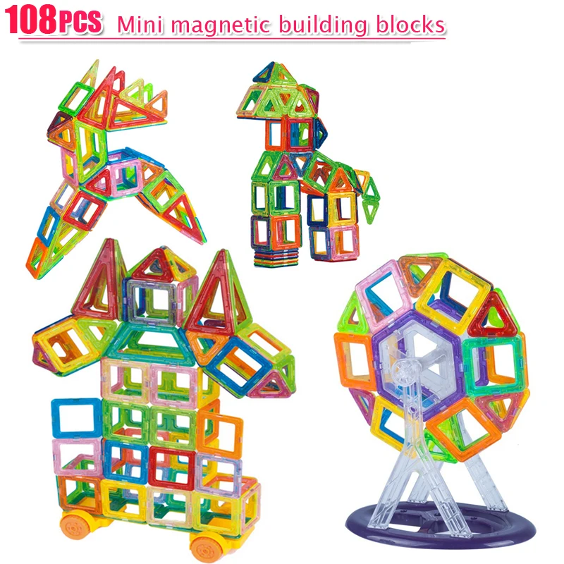 

108PCS Mini Magnetic Designer Construction Toy Kids Educational Toys Plastic Creative Bricks Enlighten Magnetic Building Blocks