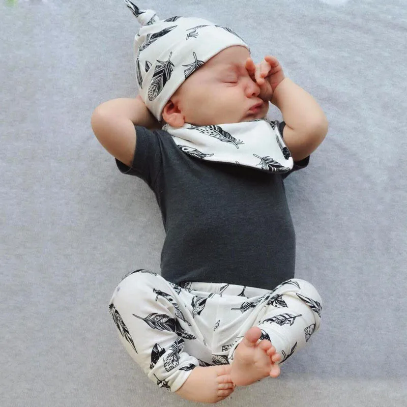 

2019 Summer Fashion baby boy clothes set unisex cotton Short sleeve T-shirt+pants 4pcs/set infant clothes baby girl clothing set