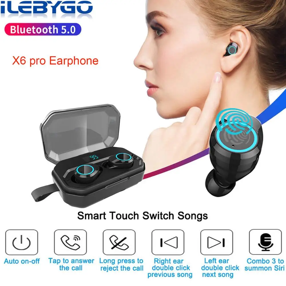 Новые наушники X6 Pro TWS 5 0 Bluetooth гарнитура беспроводные IPX7 водонепроницаемые стерео