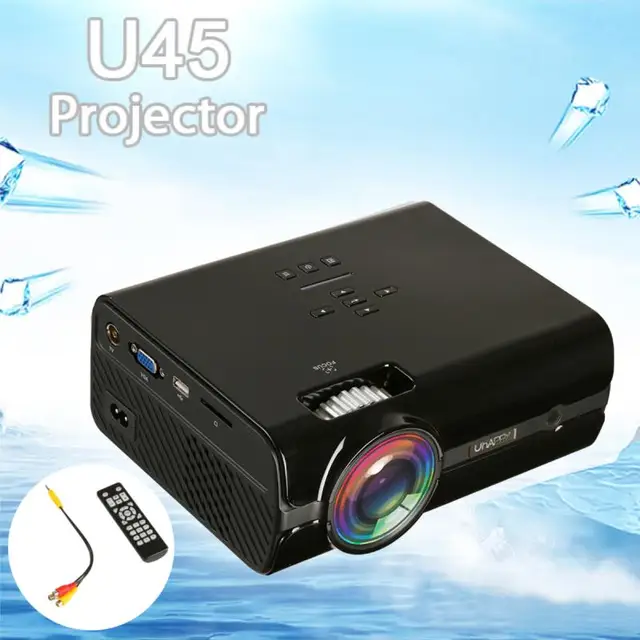 Uhappy U45 Projector 7500 Lumens 1080P 3D HD LED Portable Projector Stereo Speakers Theater Home Cinema Home Vedio Projector