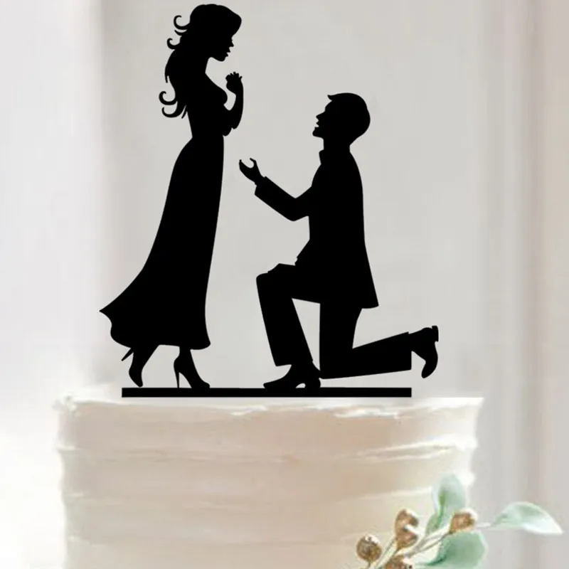 

Romantic Proposal of Marriage Cakes Topper and Cake Decor Acrylic Silhouette Wedding Unique Cake Toppers Cutomize Wed Gift