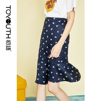 

Toyouth Polka Dot Mermaid Skirt Vintage Sexy Bodycon Women Keen Length Skirt Girl Navy Sheath Party Female Bottom