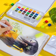 Borrence 12/18/24/36 Colors Watercolor Paint Set with Water Brush Pen Solid Water Color Acuarelas Drawing Painting Art Supplies