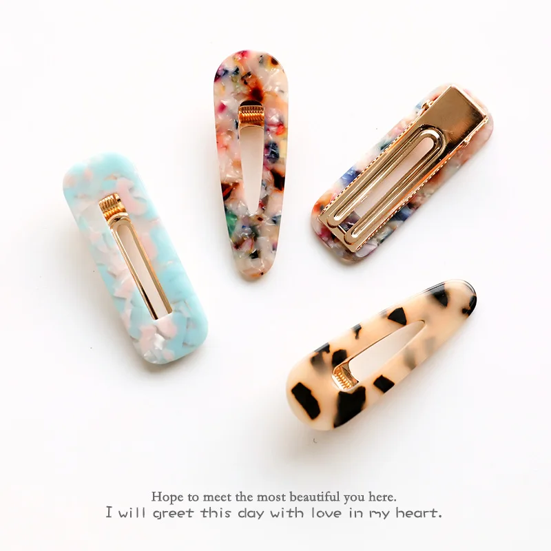 orean Style Amber Leopard Heart Shape Acrylic Hair Clips Geometric Round Triangle Hairpin Women Hair Acccessories Dropshipping