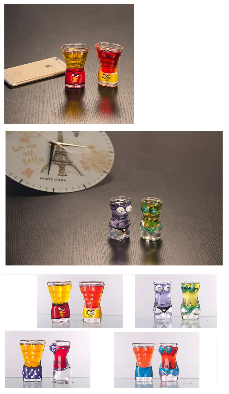 Креативные Винные Бокалы из прозрачного стекла сексуальные женские и мужские чашки с медведем вечерние стаканчики для шампанского и виски