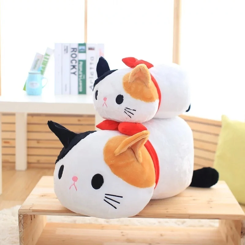 

Soft Plush Cartoon Cat With Bow Stuffed Animal Cat Toy For Children's Day Gift Or Bedroom Decoration 50/70 Cm