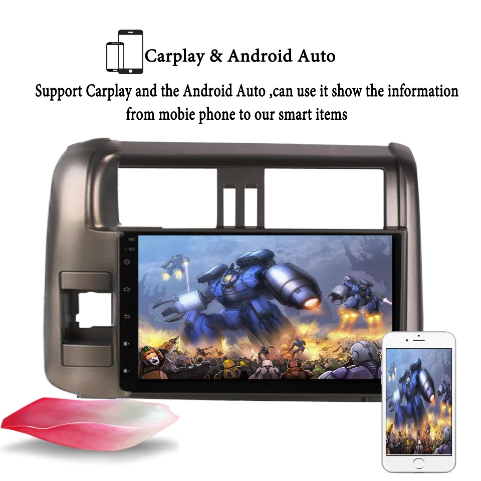 Sale 9" Android9.1 Built-in 4G LTE CarPlay car multimedia dvd music video unit gps navi For Toyota Prado Land Cruiser 2010-2013 6