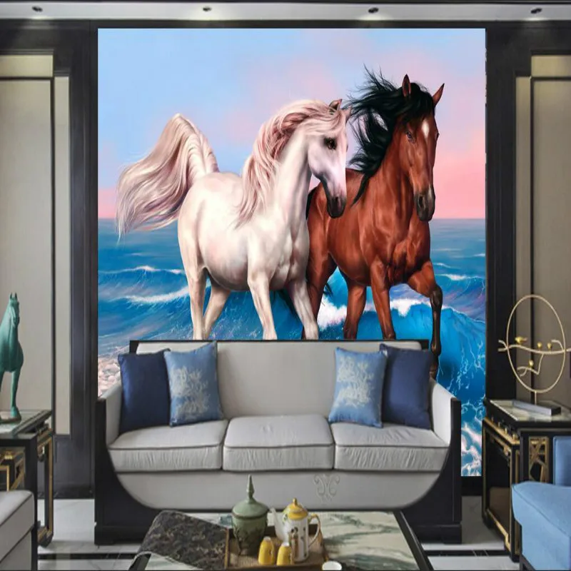 

custom home improvement 3d wall paper rolls photo wallpaper for walls 3d mural background Running horse oil bedroom living room