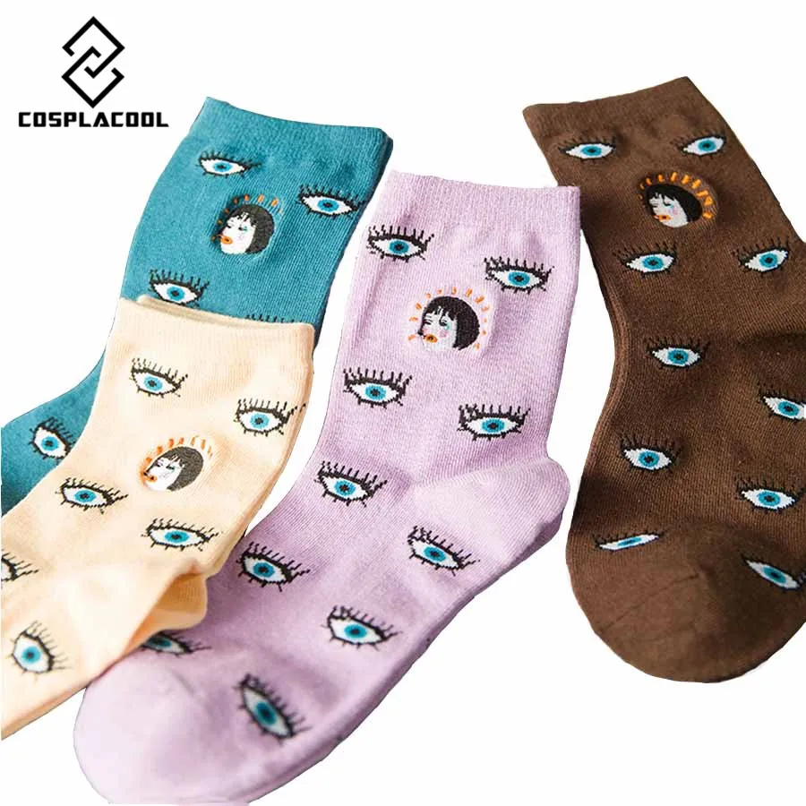 COSPLACOOL Lucu Kartun Gadis Mata Menangis Lantai Kaus Kaki Kaus