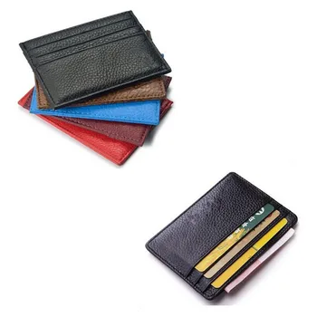 

New Men Genuine Leather Cowhide Ultrathin Mini Small Thin Wallet Package Credit ID Card Holder License Protective Case