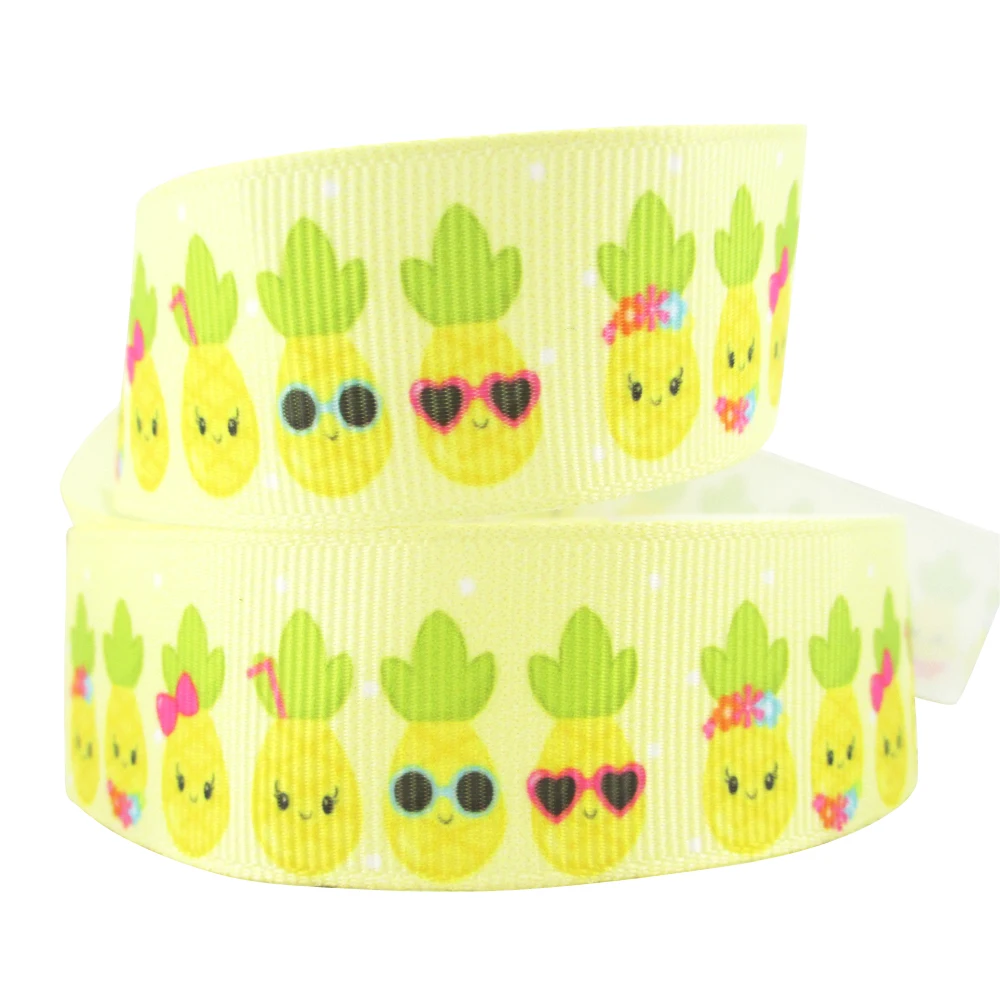 

david angie 1''(25MM) Fruit Pineapple Printed Grosgrain Ribbon 5 Yards,DIY Handmade Materials,Wedding Gift Packing Wrap,5Y57117