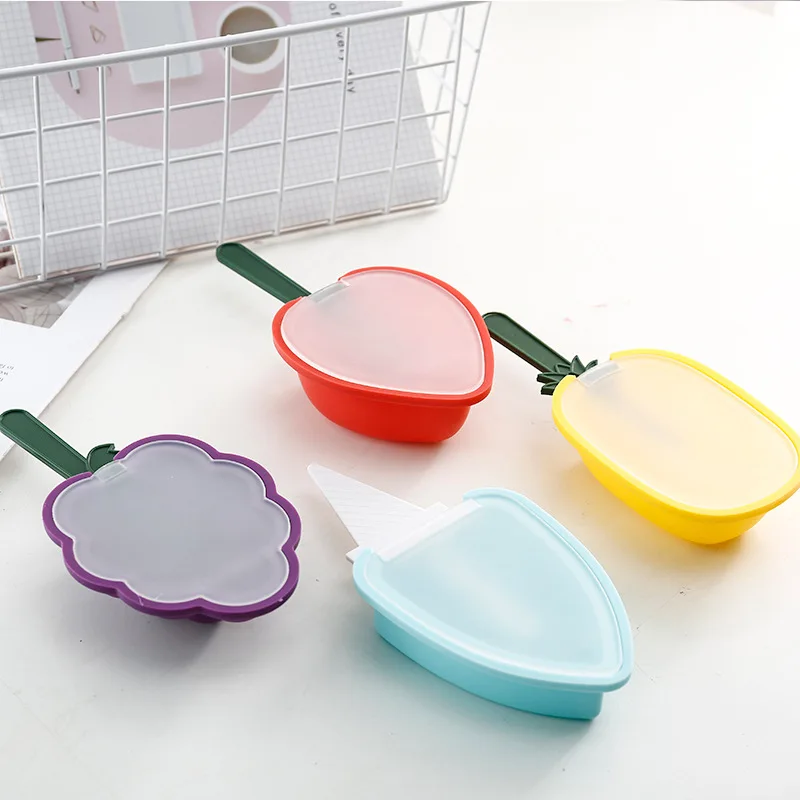 

Creative Food Grade Silicone Ice Cream Molds DIY Ice Cream Tray Freezer Ice cream bar Molds Maker With Cover with Stick