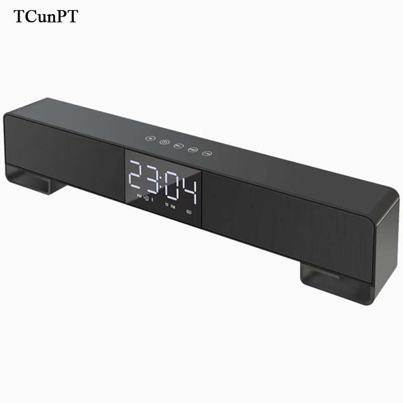 Bluetooth Колонка TCunPT с будильником сабвуфером ЖК дисплеем и сенсорной