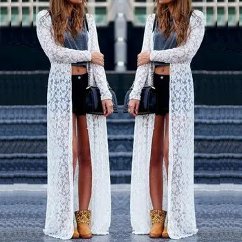 

New Women Chiffon Kimono Beach Lace Loose Cardigan Bikini Cover Up Wrap Beachwear Long Blouse Shirts Streetwear