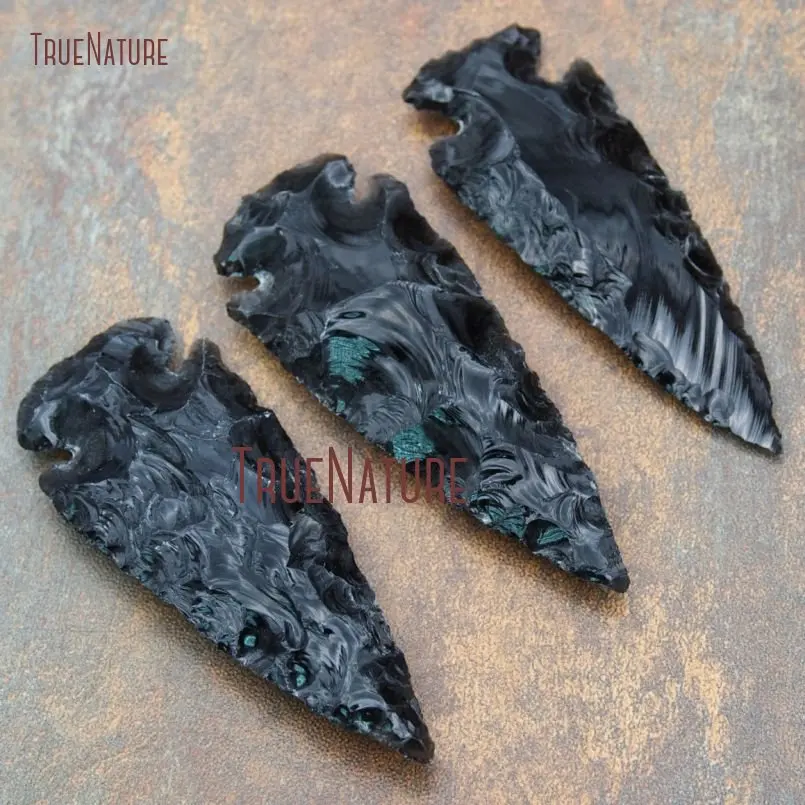 

10Pcs New Realease Black Obsidian Pendant Hammered Arrowhead Pendant 50-83mm PM15756