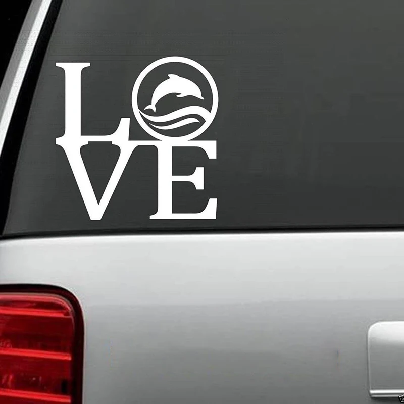 Dolphin Love Decal Sticker For Car Truck Van Wall Boat Sailing Boating Rear Window Car Sticker