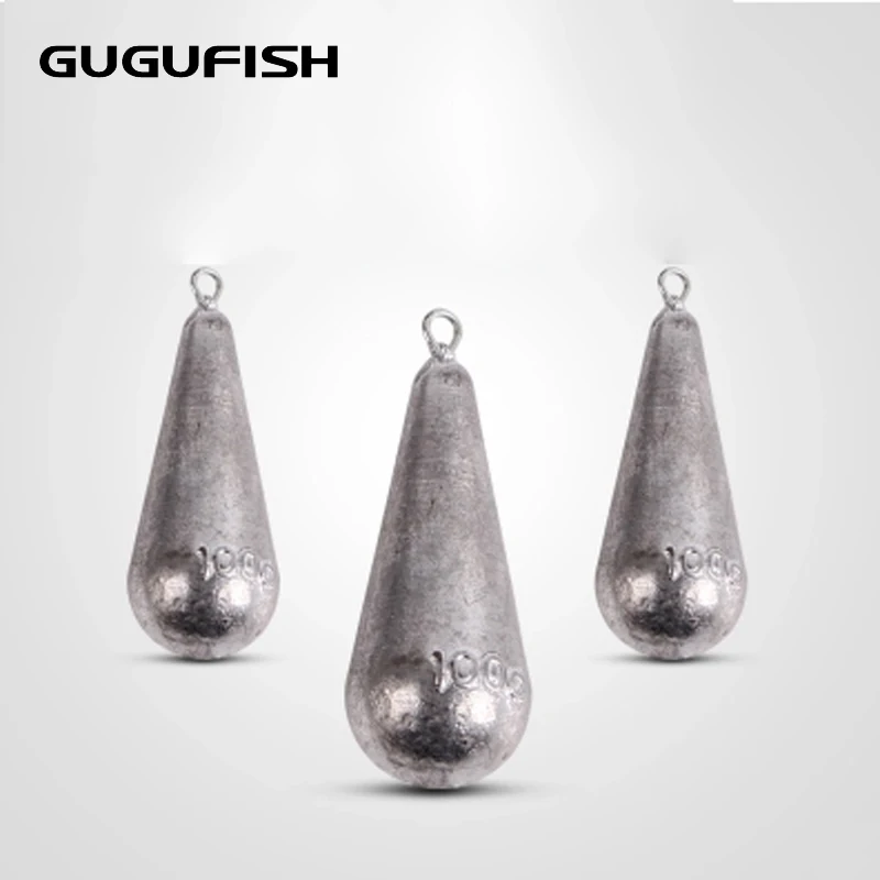 GUGUFISH 5pcs/lot Open Lead Sinker Olive Shaped Accessories For Lure Sea Fishing 5g, 10g,30g, 60g,80g Weight Selling