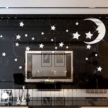 

Mirror Side Texture Starry Sky Theme Wall Sticker Home TV Sofa Bedroom 3D Wall Stickers Acrylic Wall Decor adesivo de parede