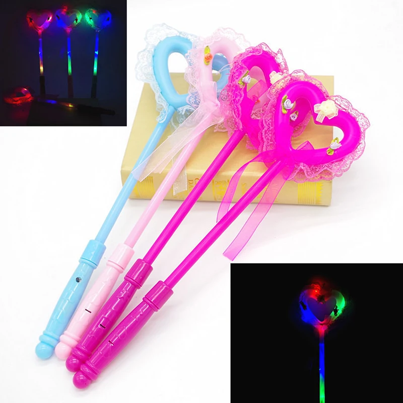 

37CM Luminous Toy Fairy Love Bar Colorful Princess Little Magic Stick Toys For Children Hobbies Action Toy Figures