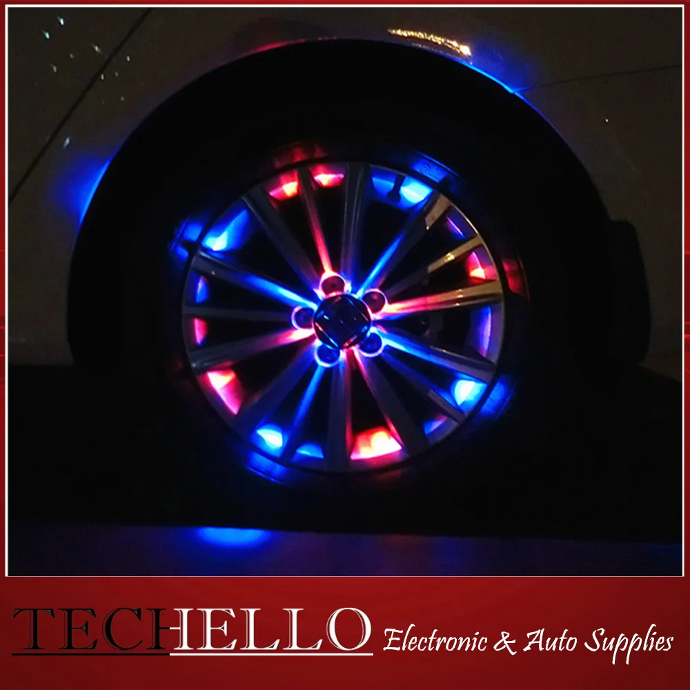 4pcs/set Solar Energy Power LED Car Wheel Lights 8Leds Solar Powered