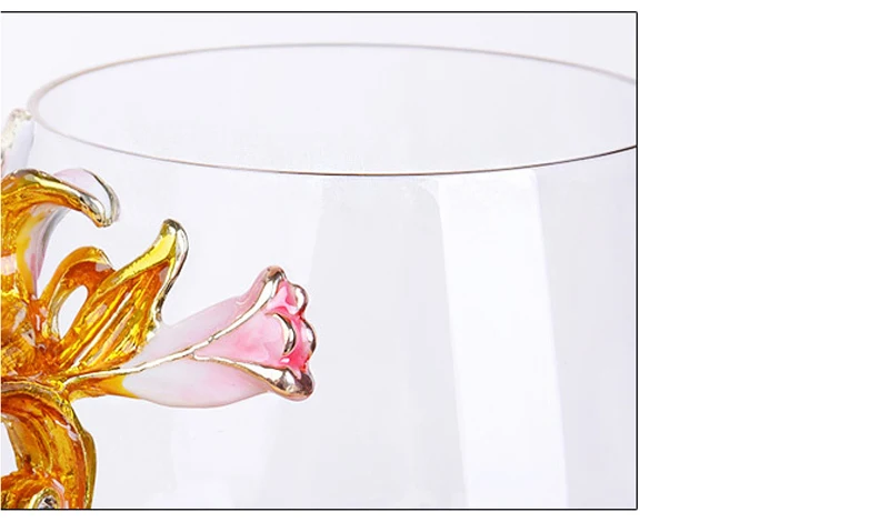 Творческий Ретро эмалированные стеклянная чашка Лили эмали Аппликация Кристалл чашка чайная чашка кофе стекла свадебный подарок Семья drinkware подарочная коробка