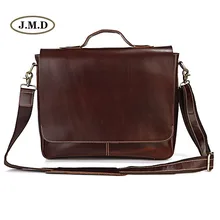 J.M.D Brand Genuine Leather Men’s Classic Dark Brown Simple Business Briefcases Laptop Handbag Shoulder Bag Messenger Bag 7108R