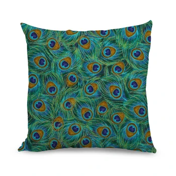 

Wholesale 18x18 inch Peacock Feather Colorful Print Home Decorative Throw Pillow Covers Sofa Cushion Cover Pillow Cases