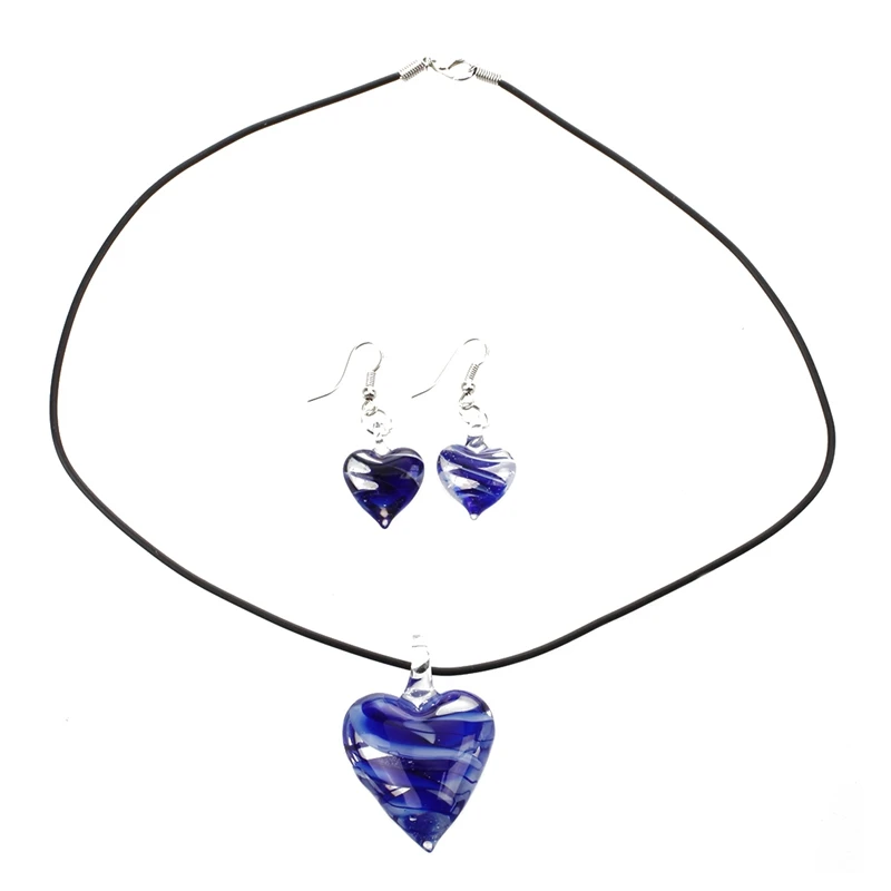 

Set Murano Glass Heart Necklace + Earring
