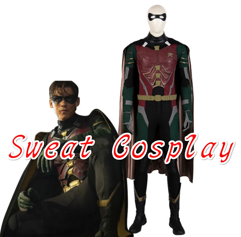 

High Quality Titans Dick Grayson Robin Cosplay Costume Halloween Cosplay DC Nightwing Outfit Superhero Fancy Costume with Mask