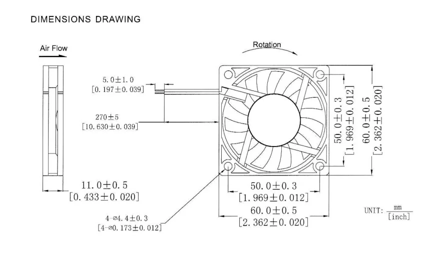 Бесщеточный вентилятор охлаждения DC 5V 6CM cm 60MM 60X10