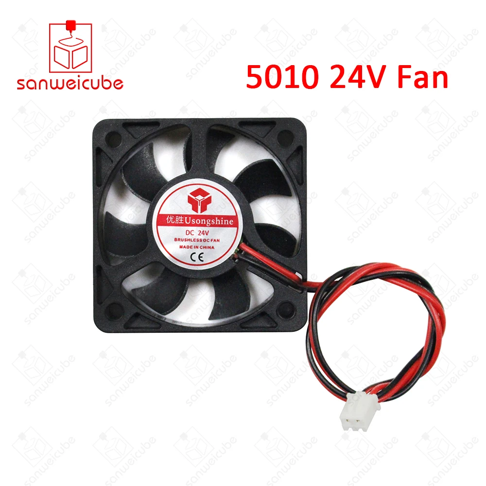 1pcs 5010 Fan 5010 Mini Fan 24V 50x50x10mm 2 Pin Computer PC VGA Video