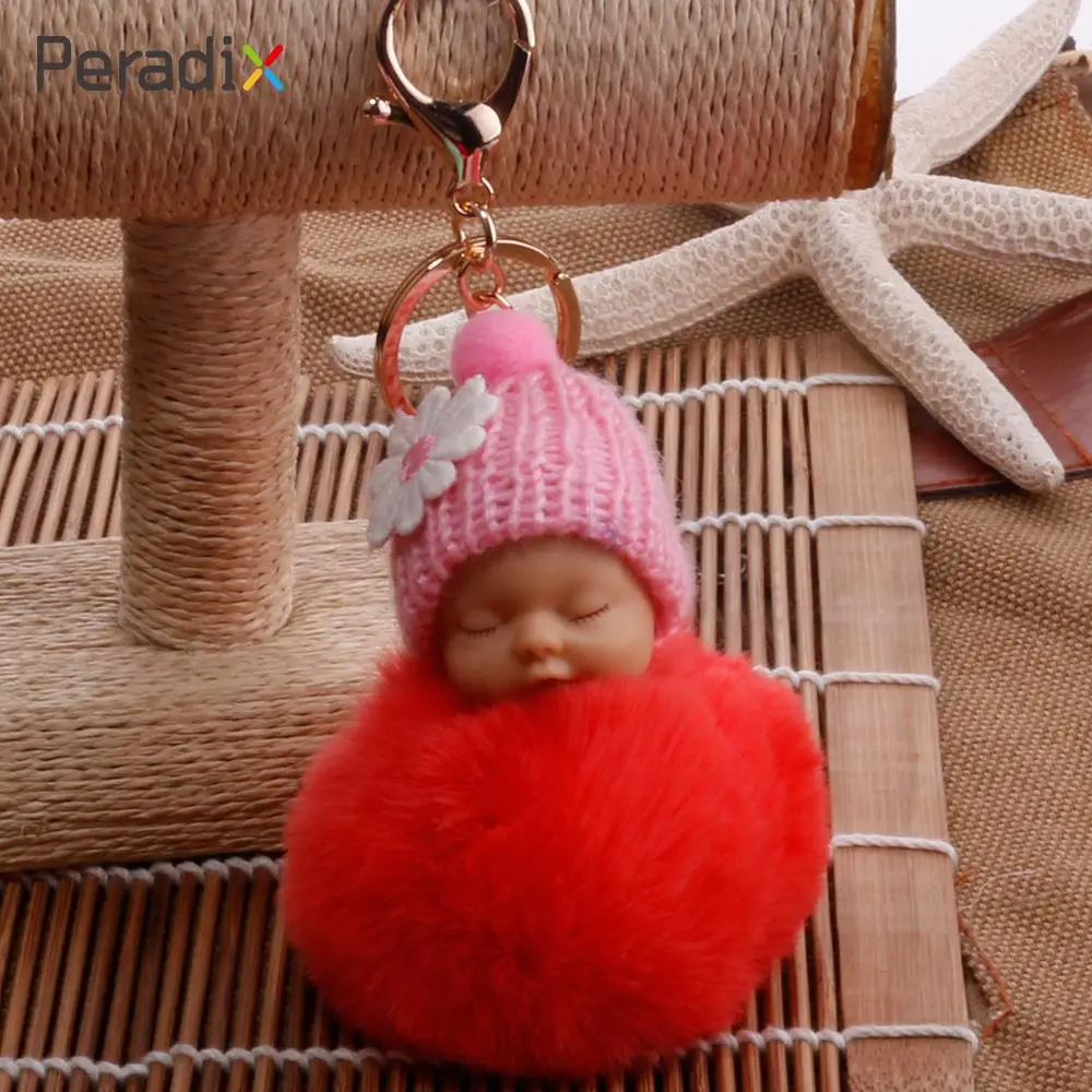 Маленькие куклы с пряжкой для ключей милые цветные маленькие плюшевые маленькие куклы подвеска рюкзак сумка с помпонами маленькие куклы для маленьких детей - Цвет: red