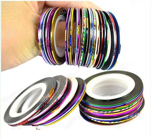 

2015New **200 rolls fluorescent colors Rolls Nail Art Lace Tape Line Strips False Nails Sticker from China **NYB20(32colors)