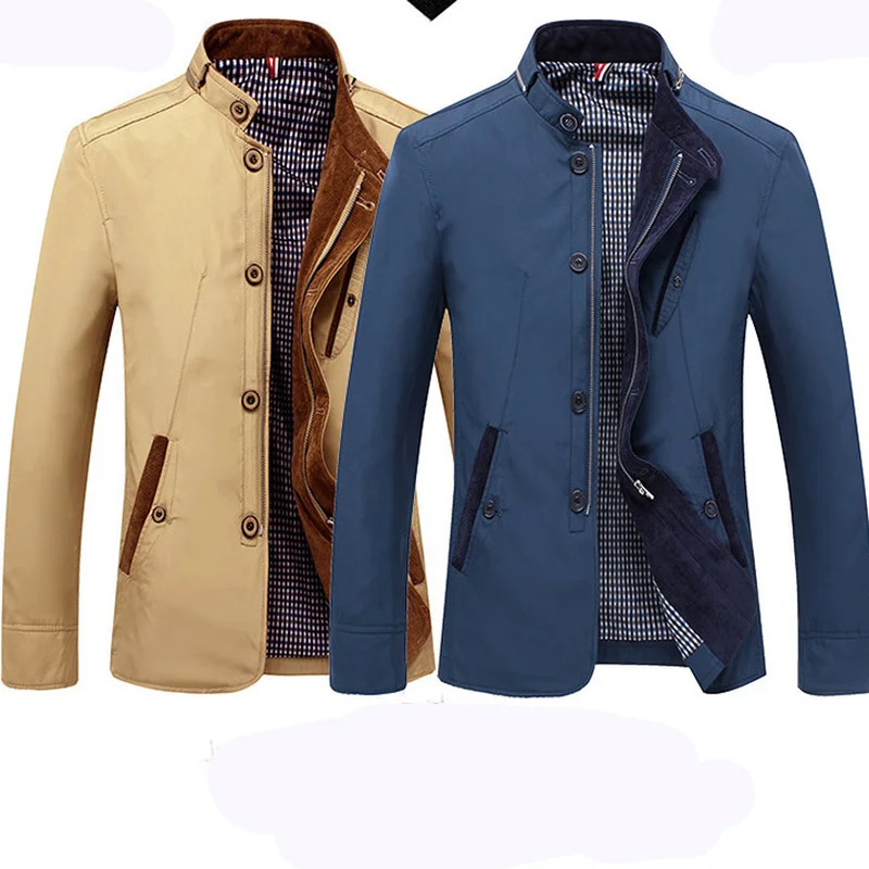 

AliExpress Spring and Autumn Men's Jacket Men's Blazers Long Men's Windbreaker Slim Stand Collar Foreign Trade Men's Wear