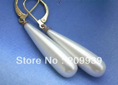 

hj 00176 30mm white drip SOUTH SEA SHELL PEARL earring